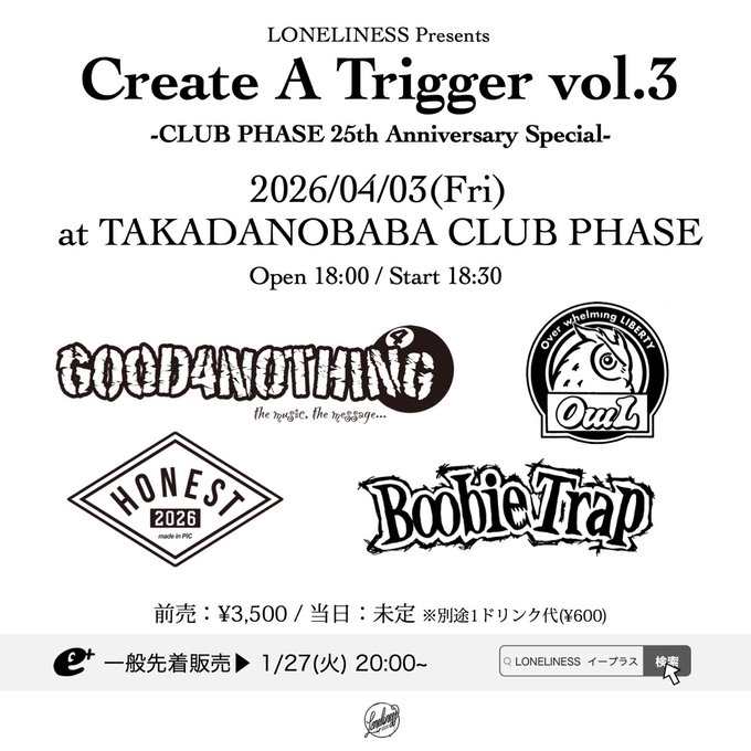LONELINESS presents Creat a trigger vol.3  ～CLUB PHASE 25th Anniversary～